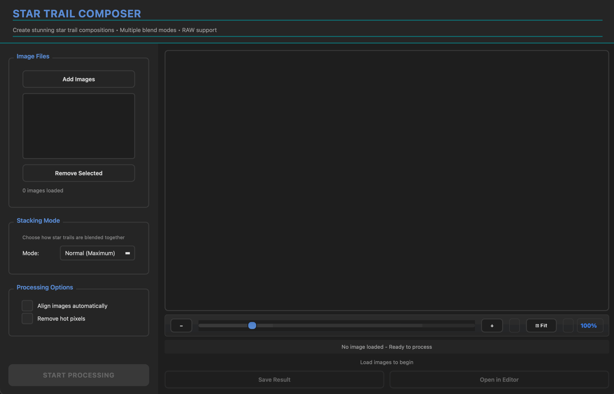 Startrail Engine Interface