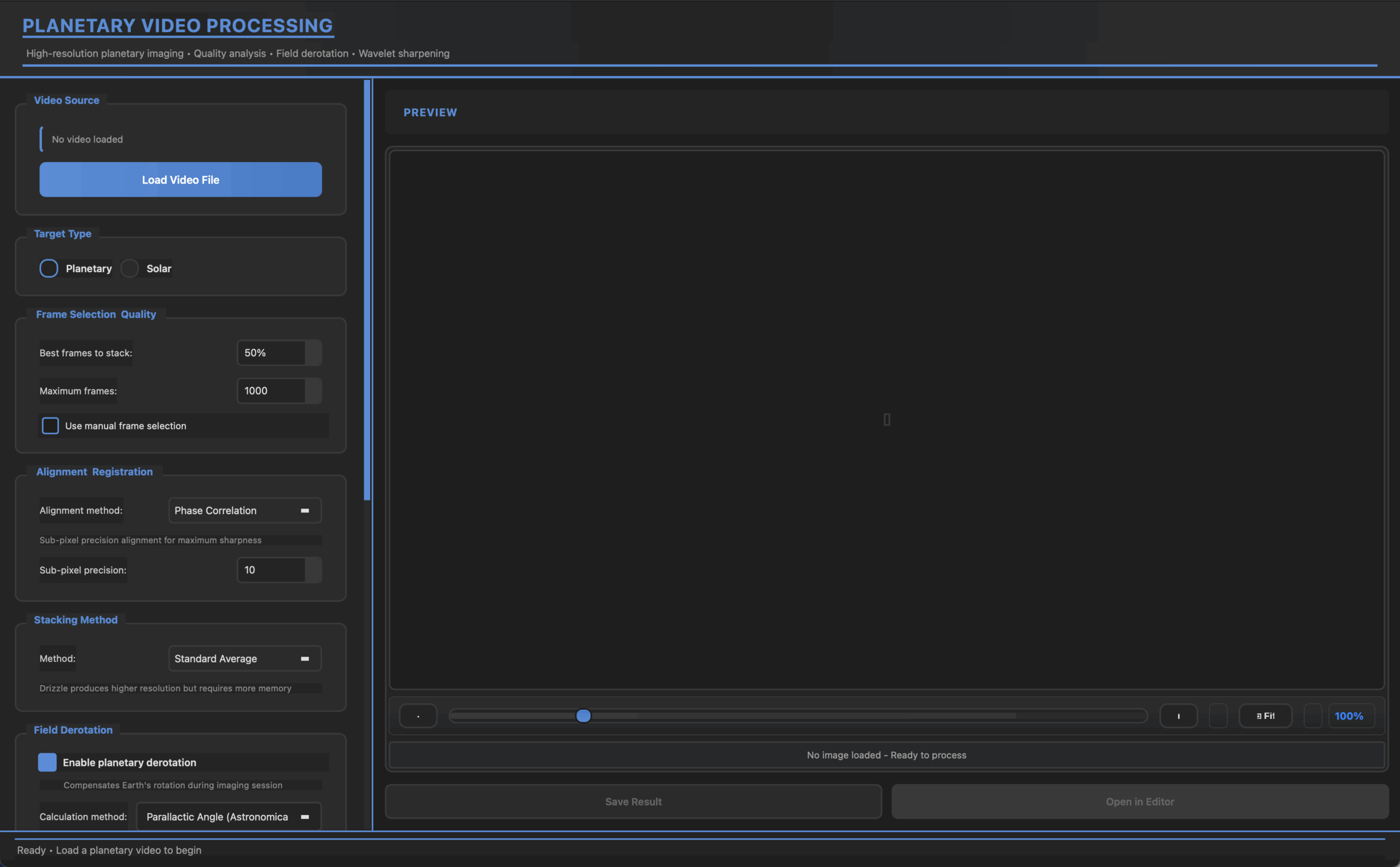 Planetary & Solar Processing Interface